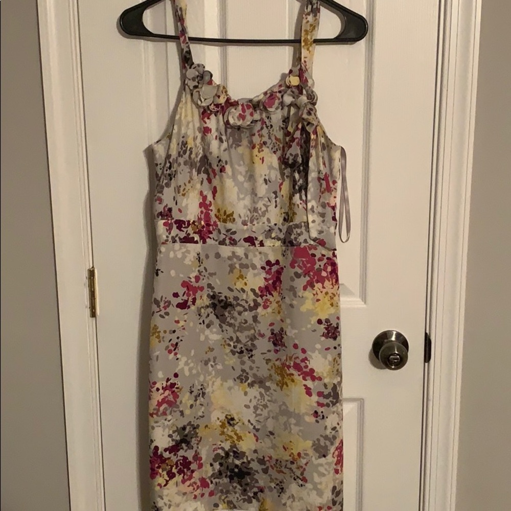 Ann Taylor Loft Silver/Gray Floral Dress